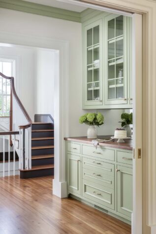mint green Built-in pantry and stairway