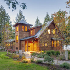On the shores of Kezar Lake, nestled down a seasonal road, sits a contemporary cottage complete with a tower.