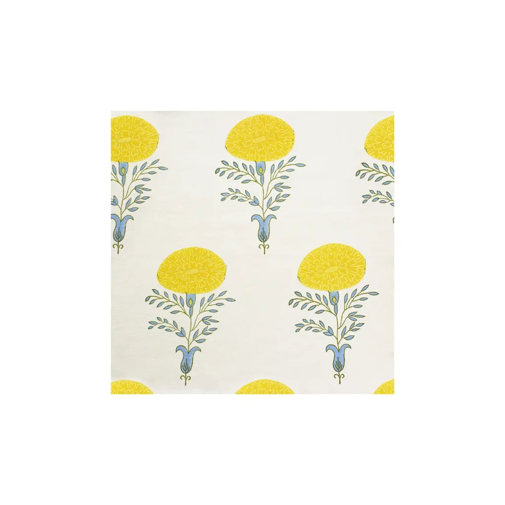 MARIGOLD HAND BLOCK PRINT IN YELLOW BY MOLLY MAHON